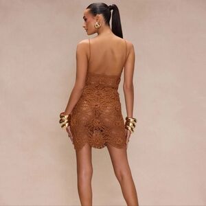 Celine Crochet Mini Dress- Cognac
